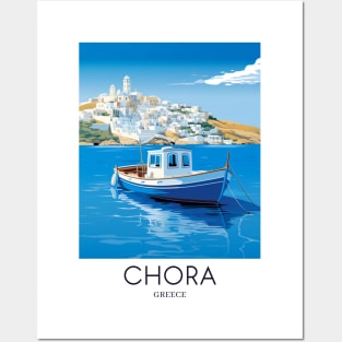 A Pop Art Travel Print of Chora Andros Island - Greece Posters and Art